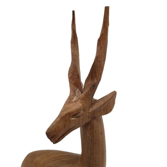 Vintage MCM Midcentury Modern Handcarved Teak Wood Antelope Gazelle 7" Tall EUC - Picture 3 of 12
